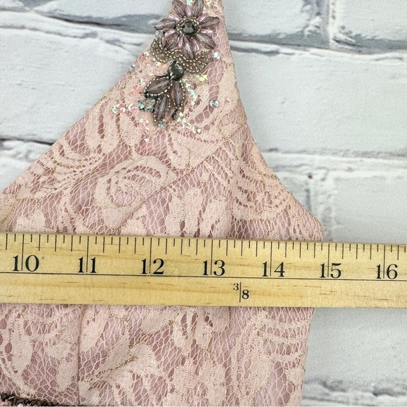 Sue Wong Nocturne Beaded Embroidered Lace Evening Dress Size Small Pink Vintage - Picture 13 of 15